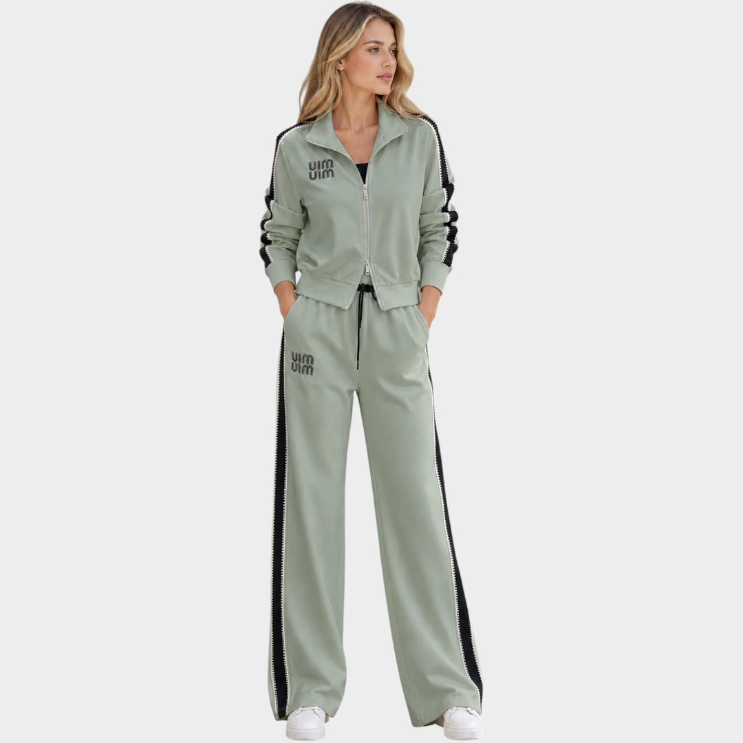 Women’s Tracksuit Zip Jacket Wide Leg Pants