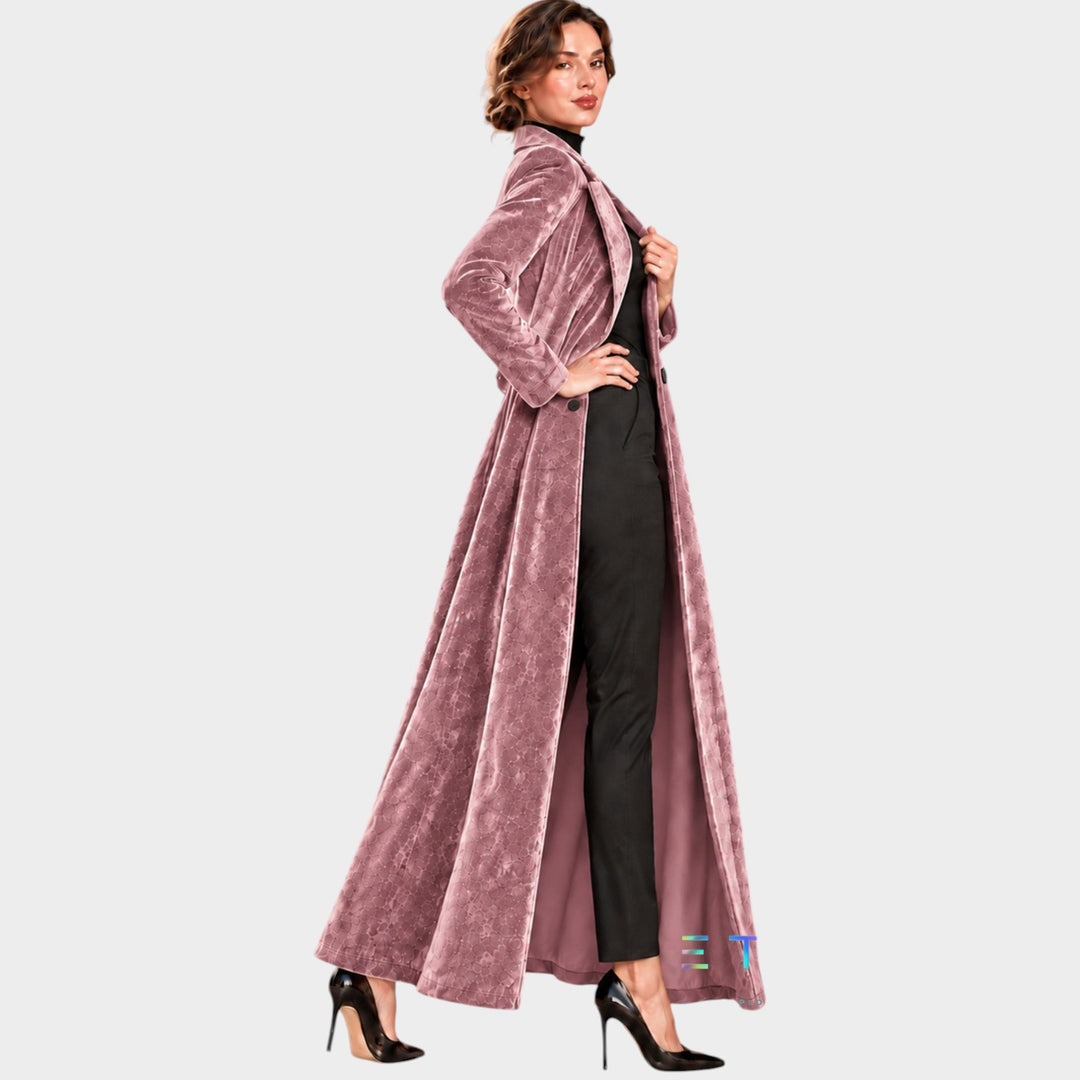 Women’s Velvet Coat Open Front Relaxed Silhouette