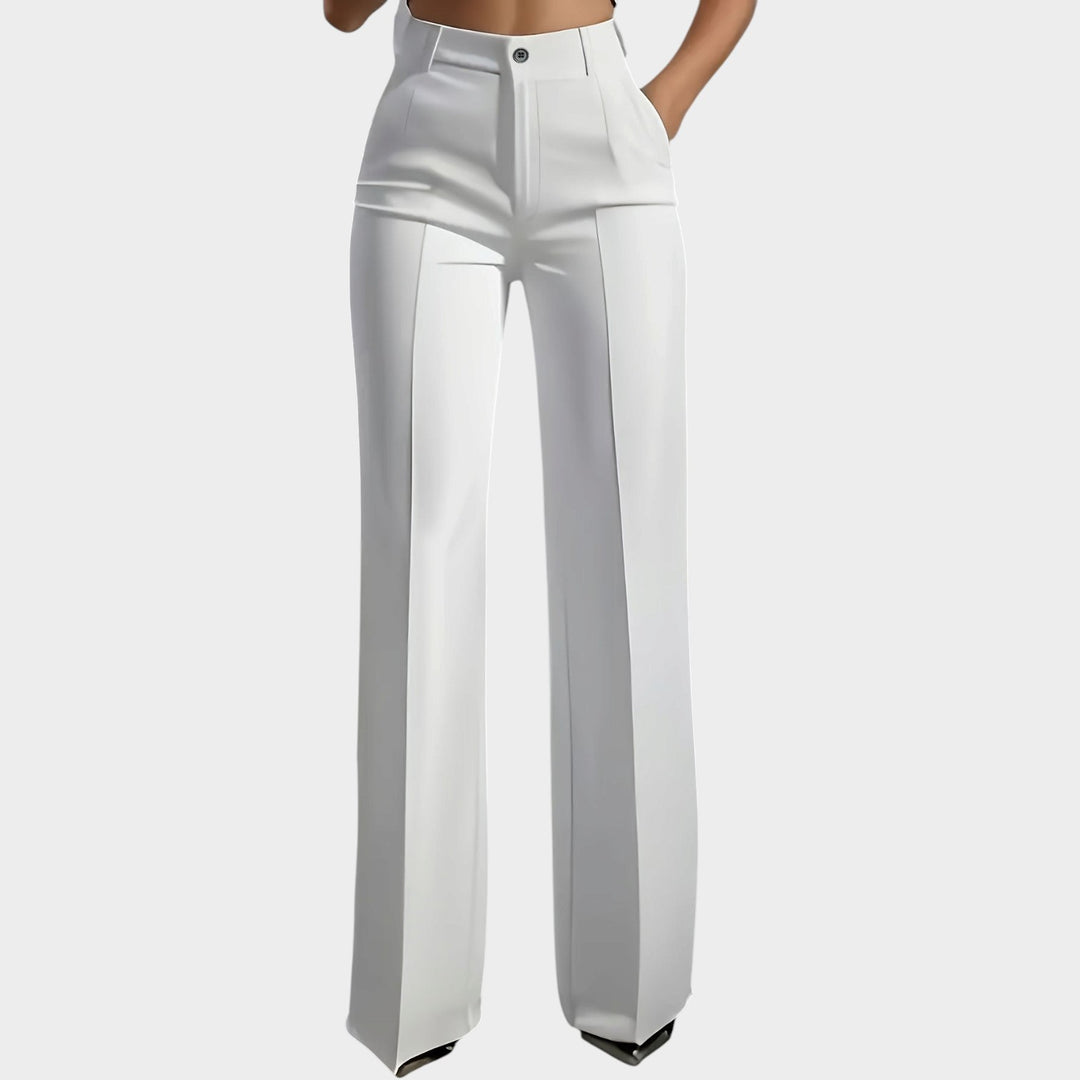 Women’s High-Waist Pants Elastic Waist Casual Trousers