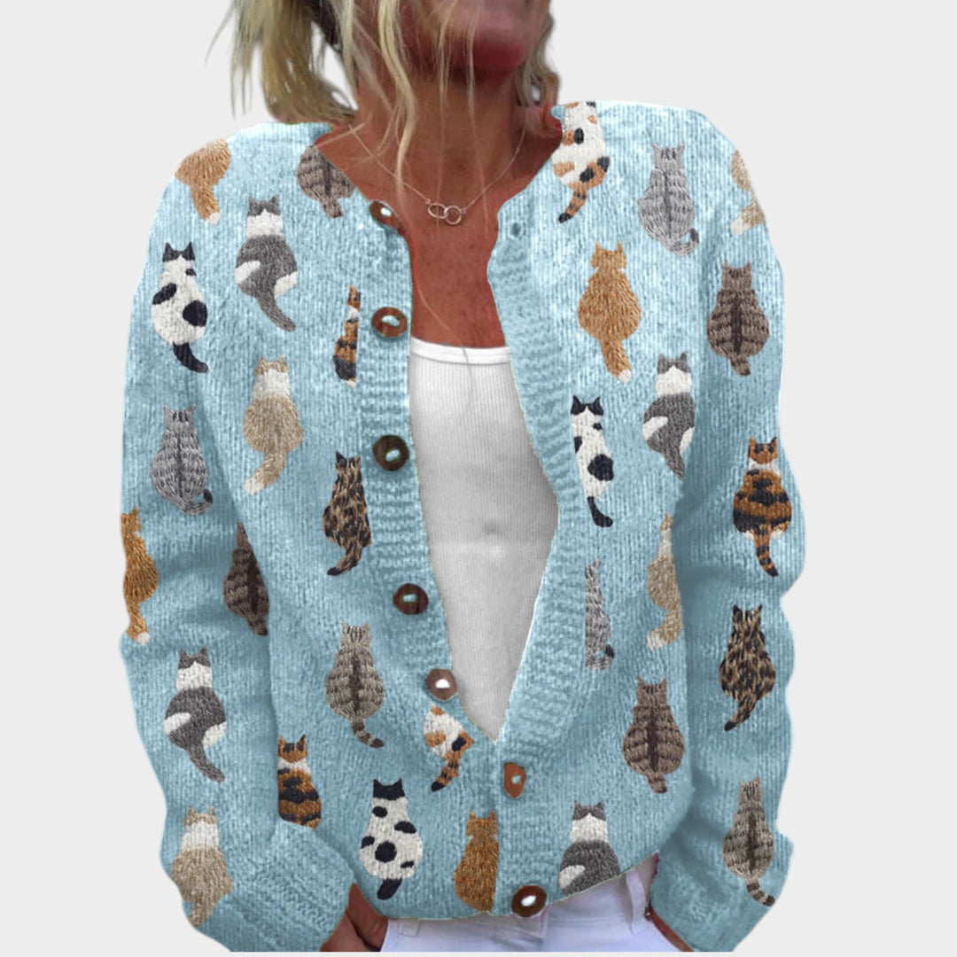 Women’s Cat Cardigan Patterned Knit