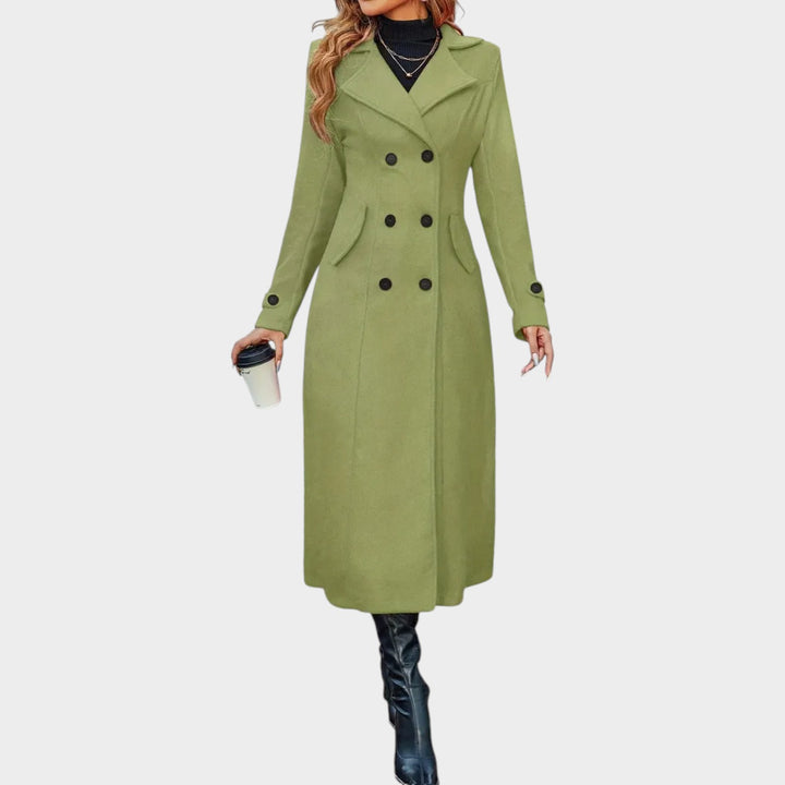 Women’s Double Breasted Coat Notched Lapel Collar