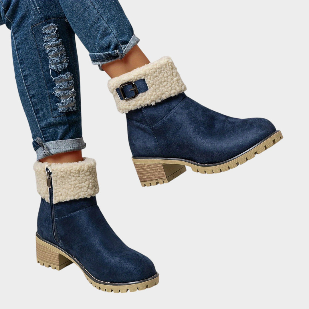Women’s Ankle Boots Furry Collar Thick Sole Round Toe