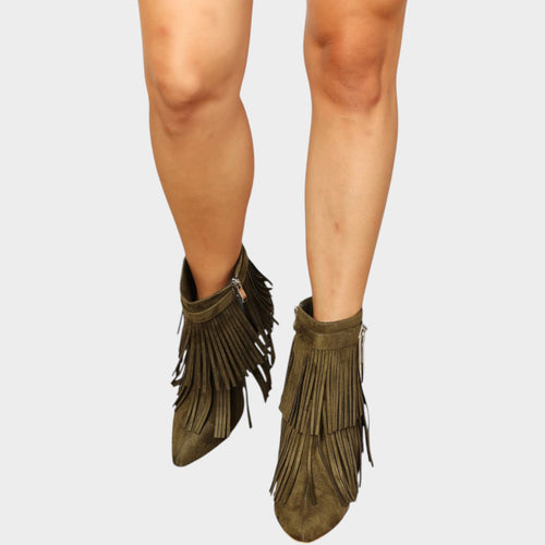Women's Ankle Boots Tassel Wedge Heel