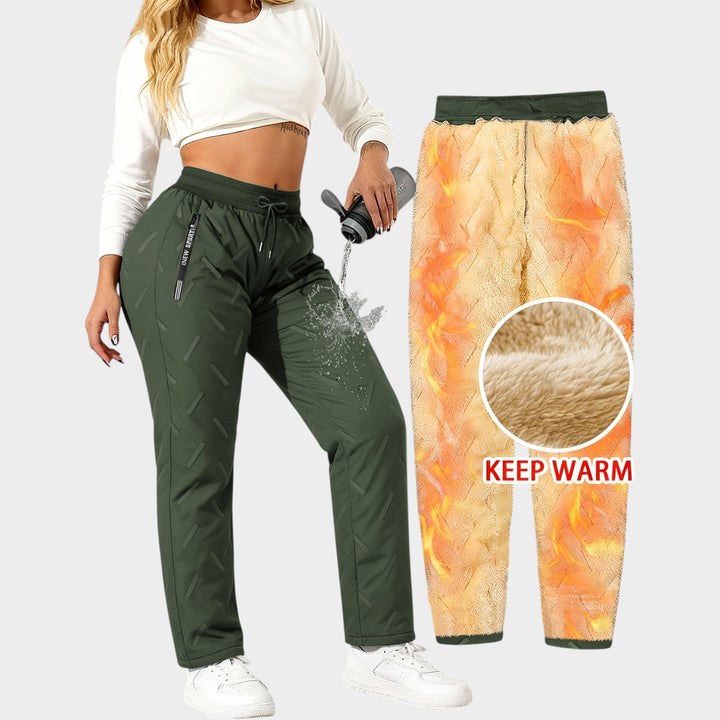 Women’s Fleece-Lined Winter Pants Loose Fit Zipper Pockets
