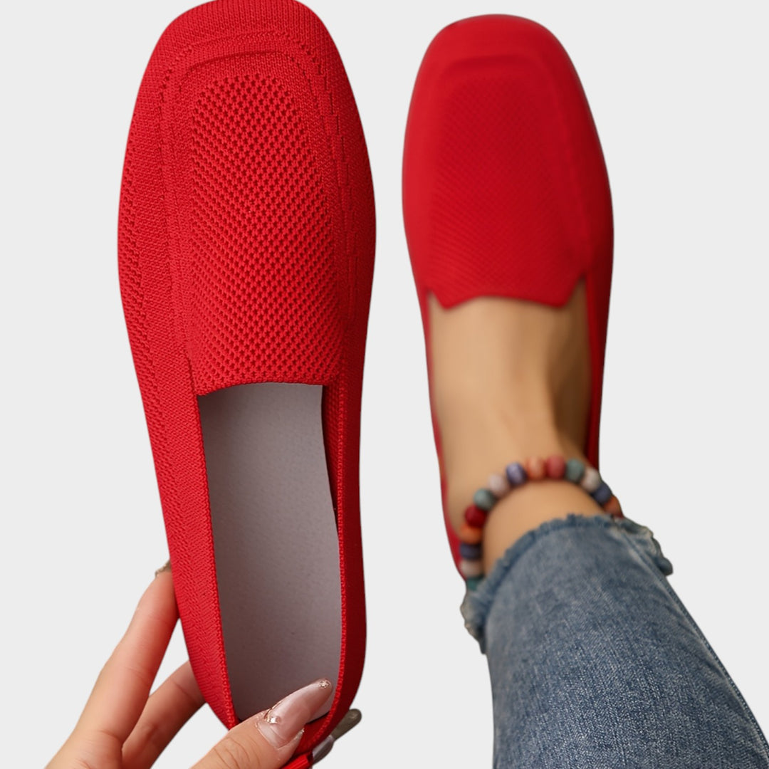 Women’s Knit Ballet Flats Square Toe Wide Fit