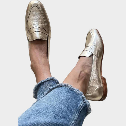 Women's Loafers Slip On Shimmering Light Gold