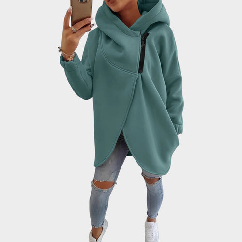 Women's Hoodie Oversized Asymmetrical Zip Front