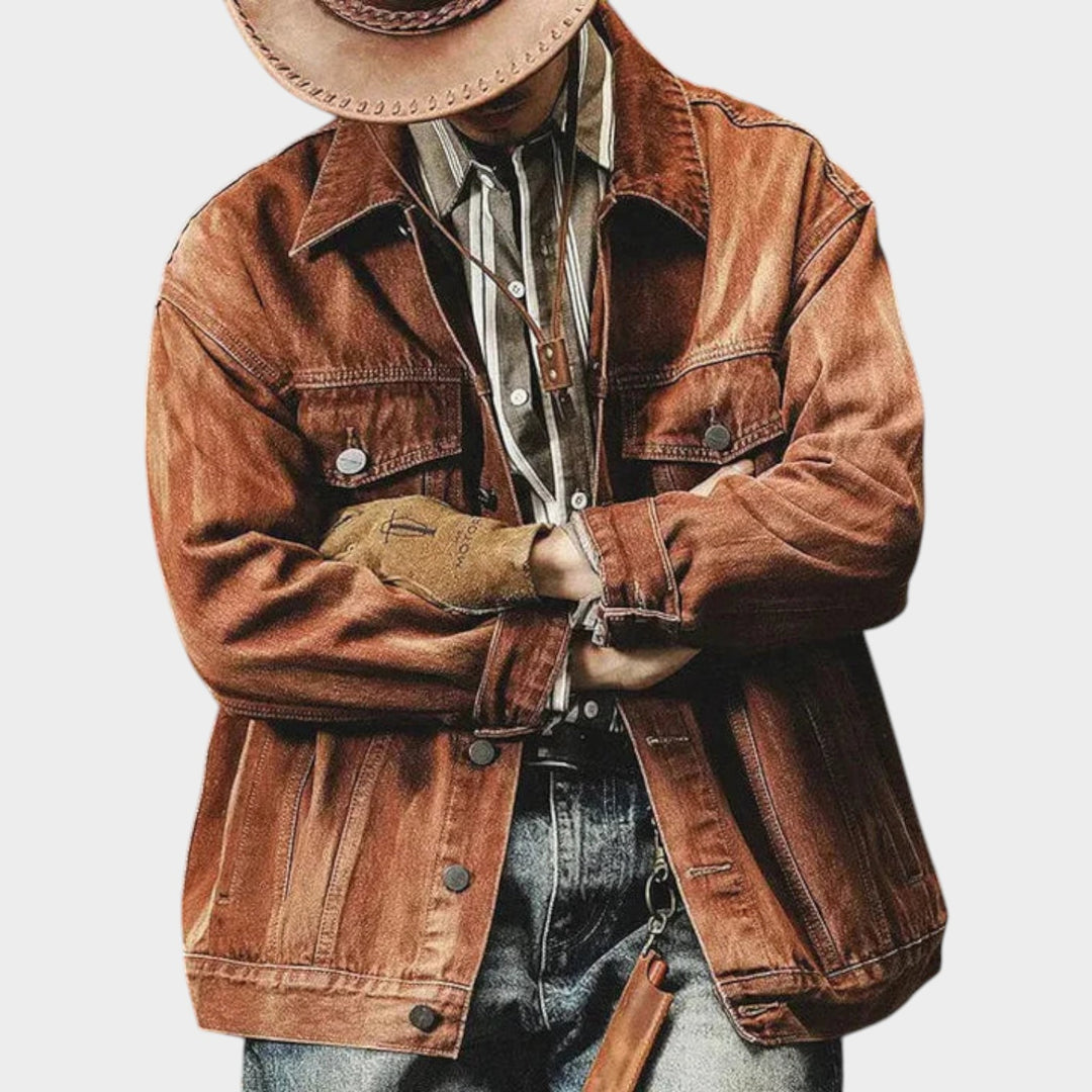 Brown Button-Front | Denim Jacket For Men