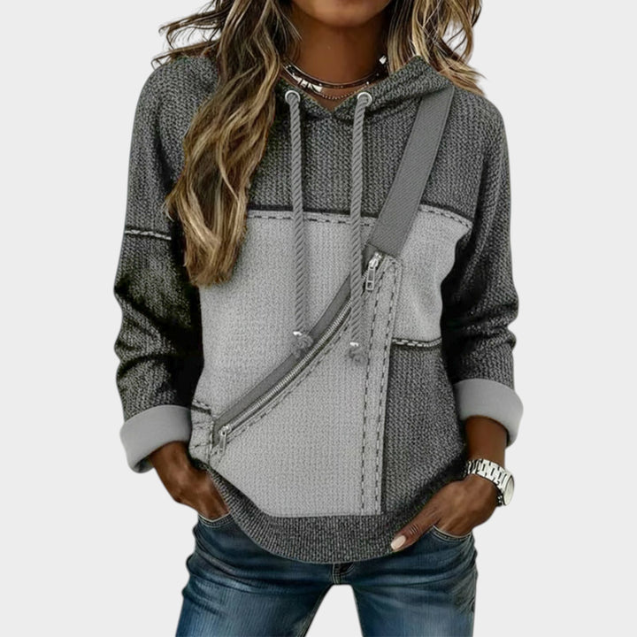 Women’s Textured Hoodie Zip Front Long Sleev