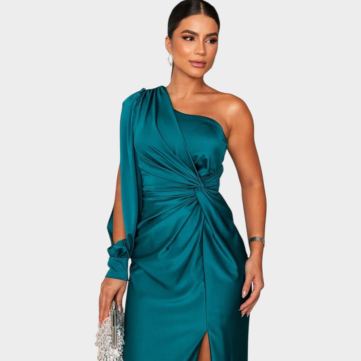 Formal Draped One Shoulder Maxi Dress