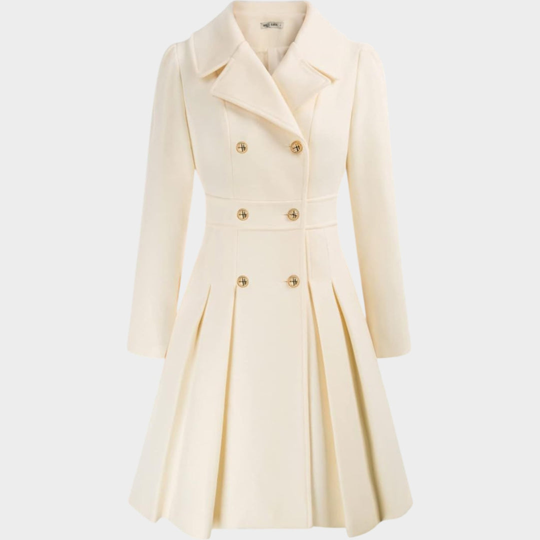 Classy Double Button Long Sleeve Wool Coat