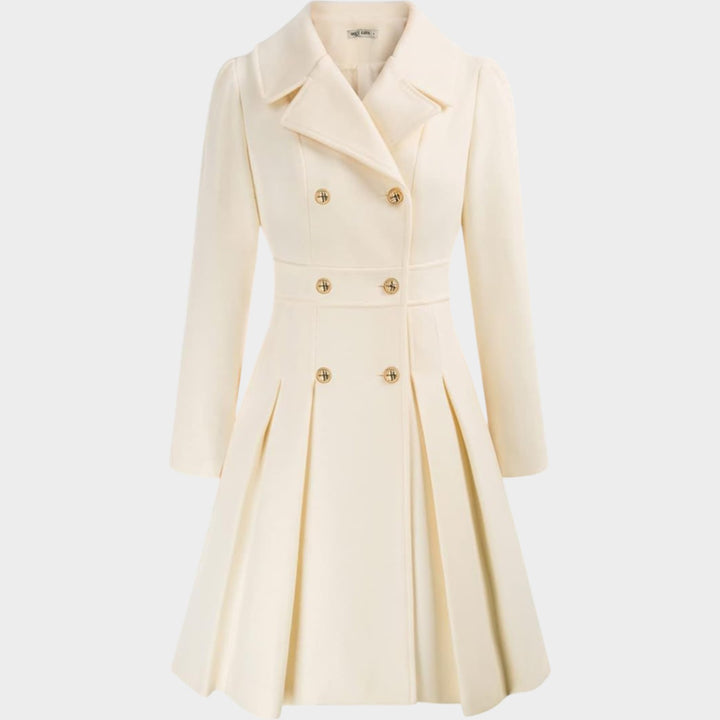 Classy Double Button Long Sleeve Wool Coat