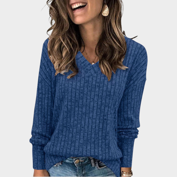 Women’s V Neck Sweater Long Sleeve Pullover
