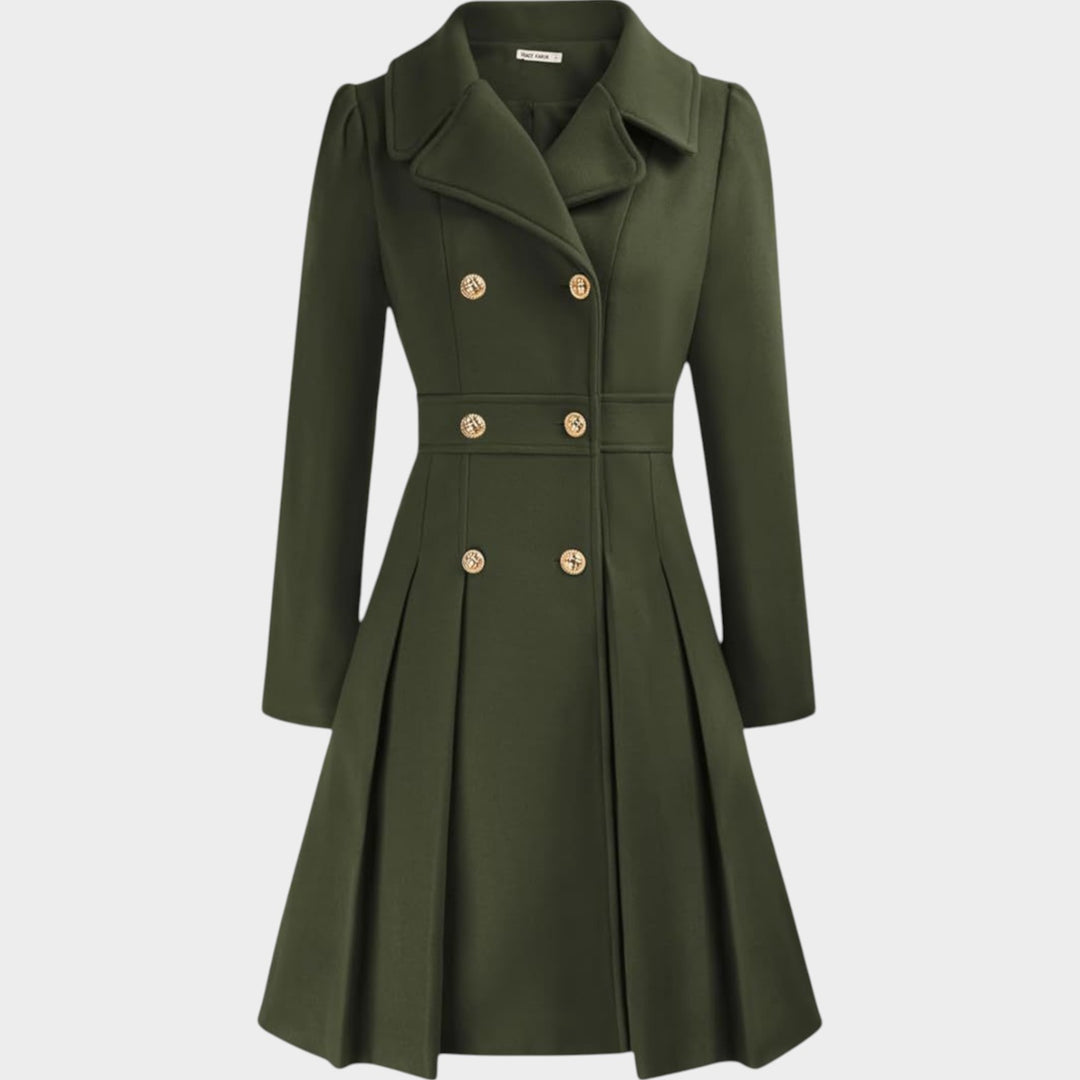 Classy Double Button Long Sleeve Wool Coat