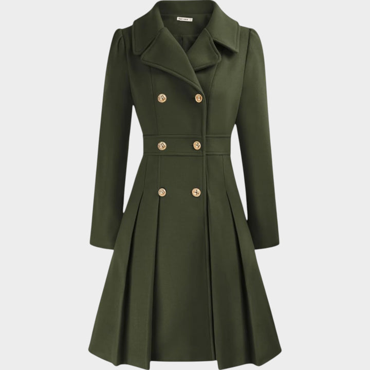 Classy Double Button Long Sleeve Wool Coat