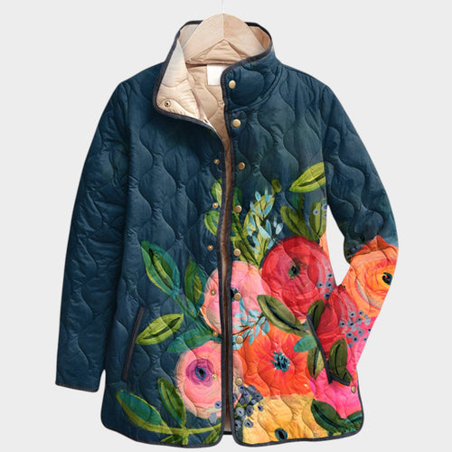 Women’s Quilted Jacket Floral Vintage  Print