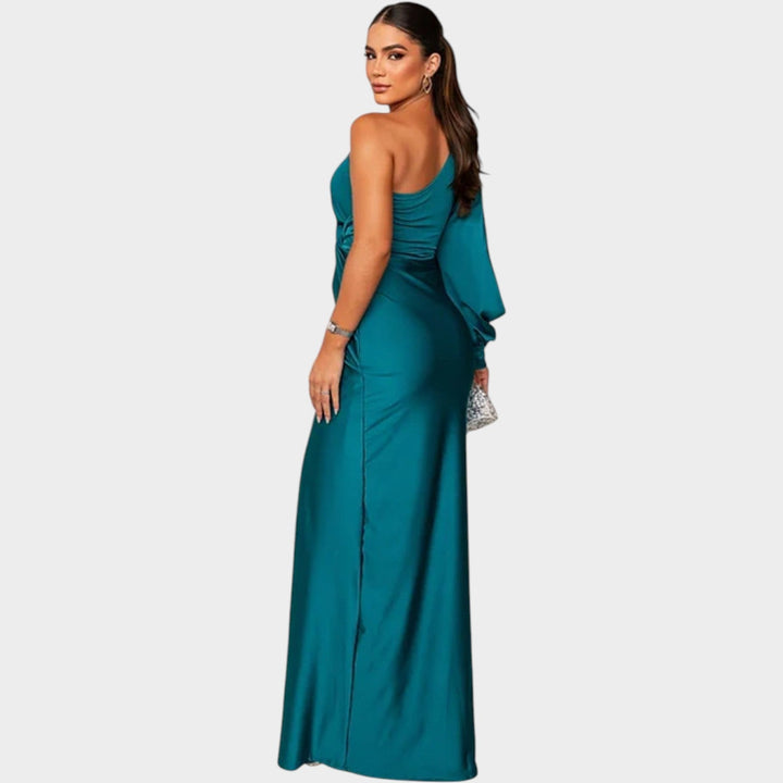 Formal Draped One Shoulder Maxi Dress