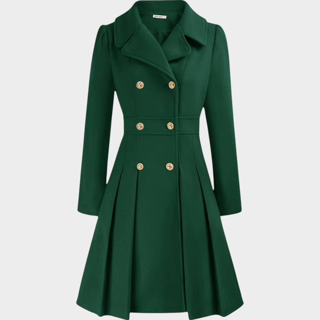 Classy Double Button Long Sleeve Wool Coat
