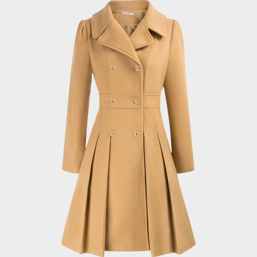 Classy Double Button Long Sleeve Wool Coat
