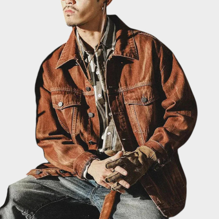Brown Button-Front | Denim Jacket For Men