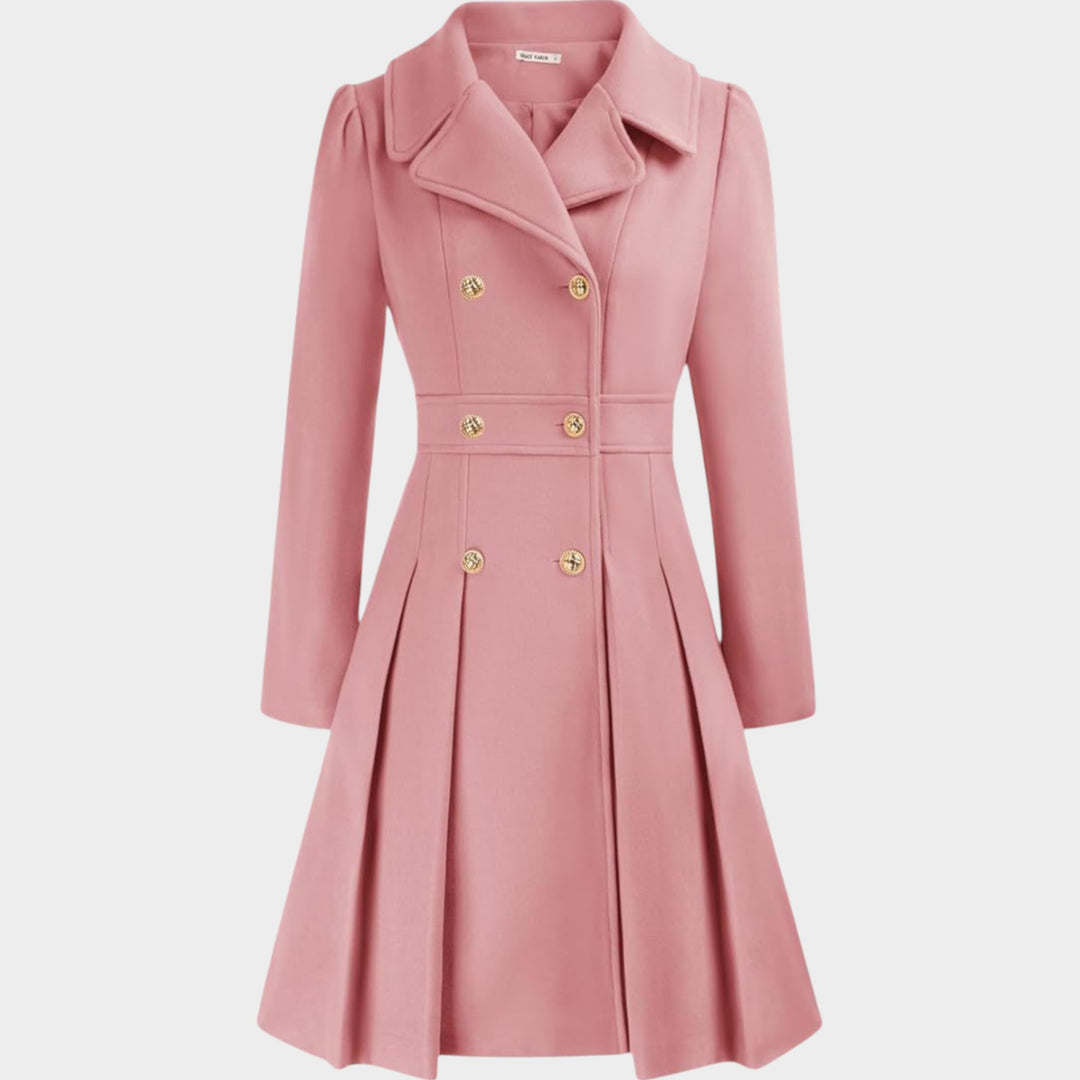 Classy Double Button Long Sleeve Wool Coat