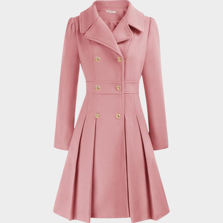 Classy Double Button Long Sleeve Wool Coat