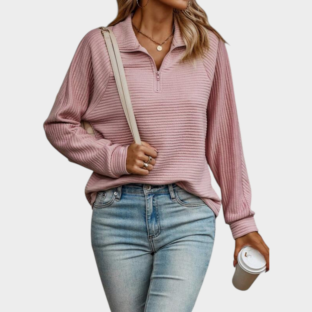 Stylish Ribbed Knit | Quarter Zip Sweater