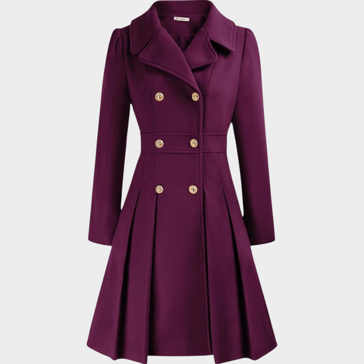 Classy Double Button Long Sleeve Wool Coat