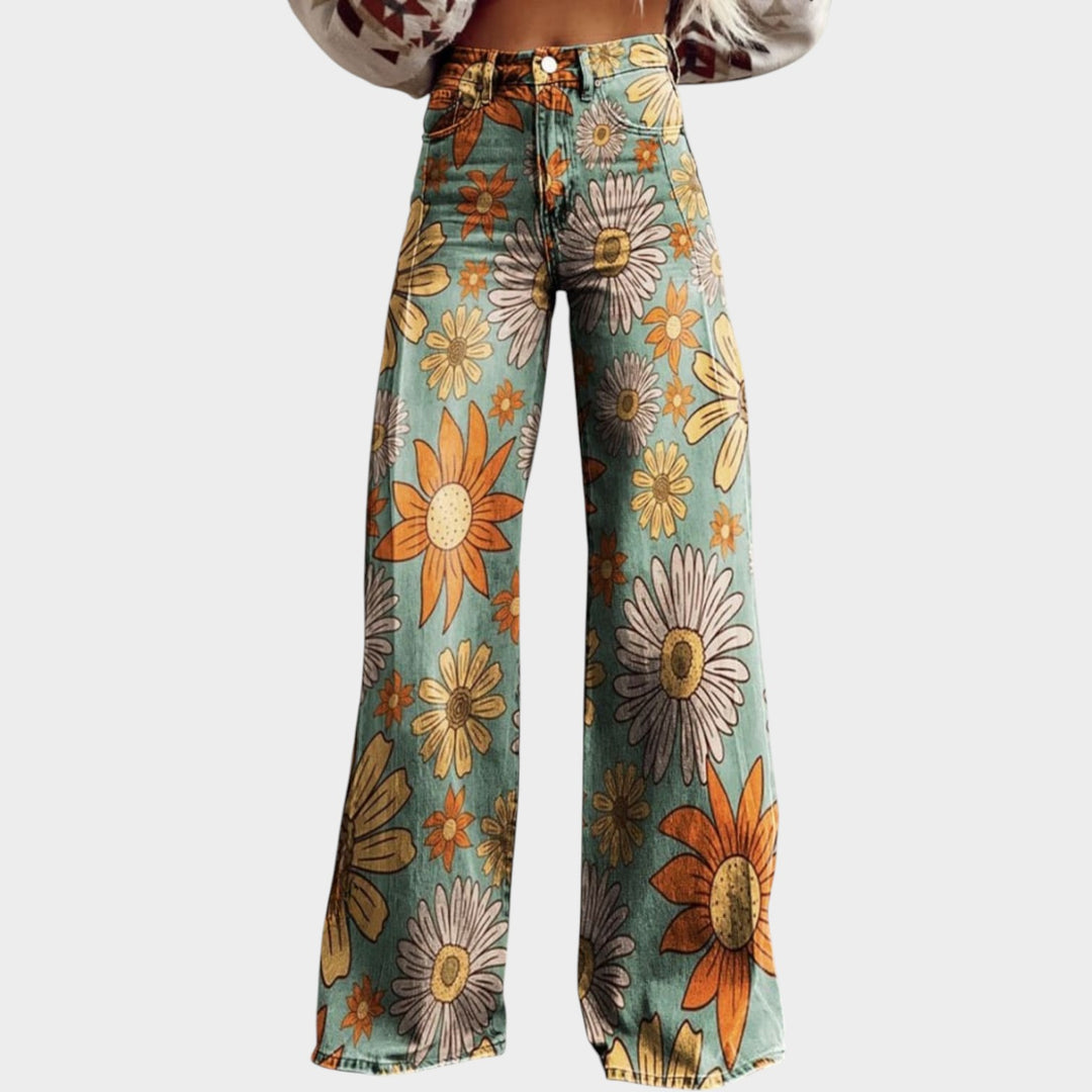 Women’s Floral Pants Palazzo Wide Leg Boho Style