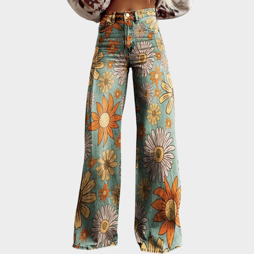 Women’s Floral Pants Palazzo Wide Leg Boho Style