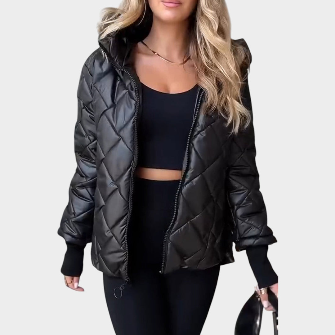 Women’s Quilted Hooded Puffer Jacket Classic Everyday Outerwear