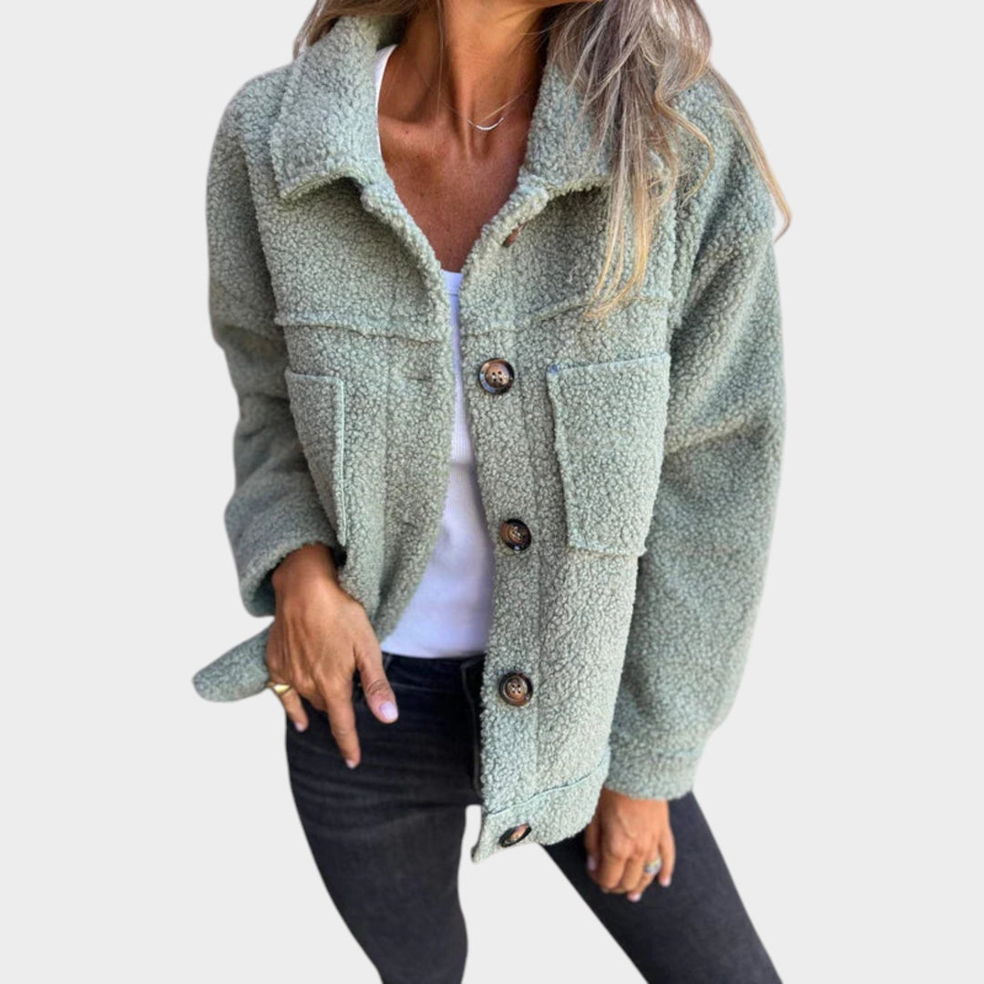 Women’s Short Wool Jacket Classic Lapel Collar