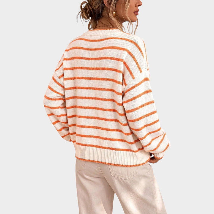 Women’s Knit Cardigan Stripe Pattern Casual Style