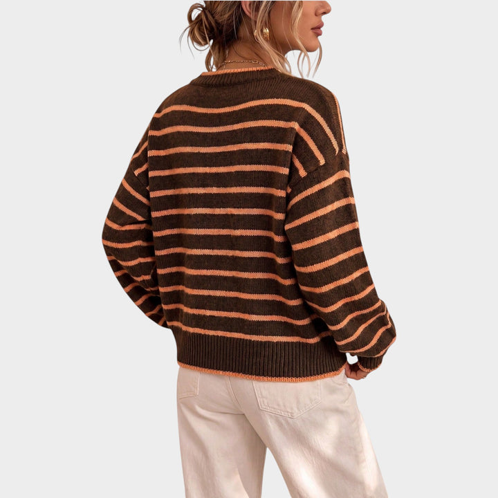 Women’s Knit Cardigan Stripe Pattern Casual Style