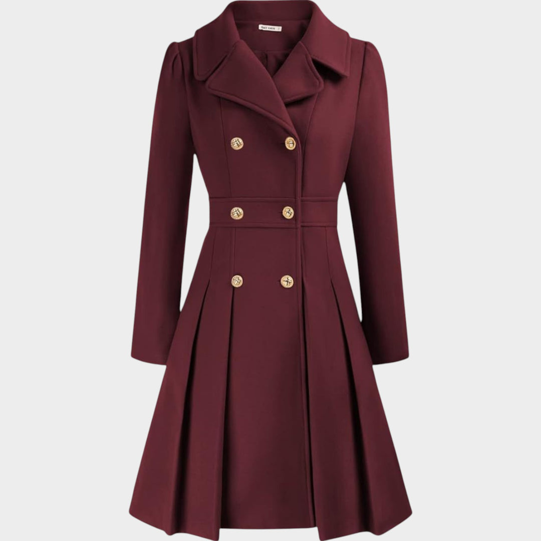 Classy Double Button Long Sleeve Wool Coat