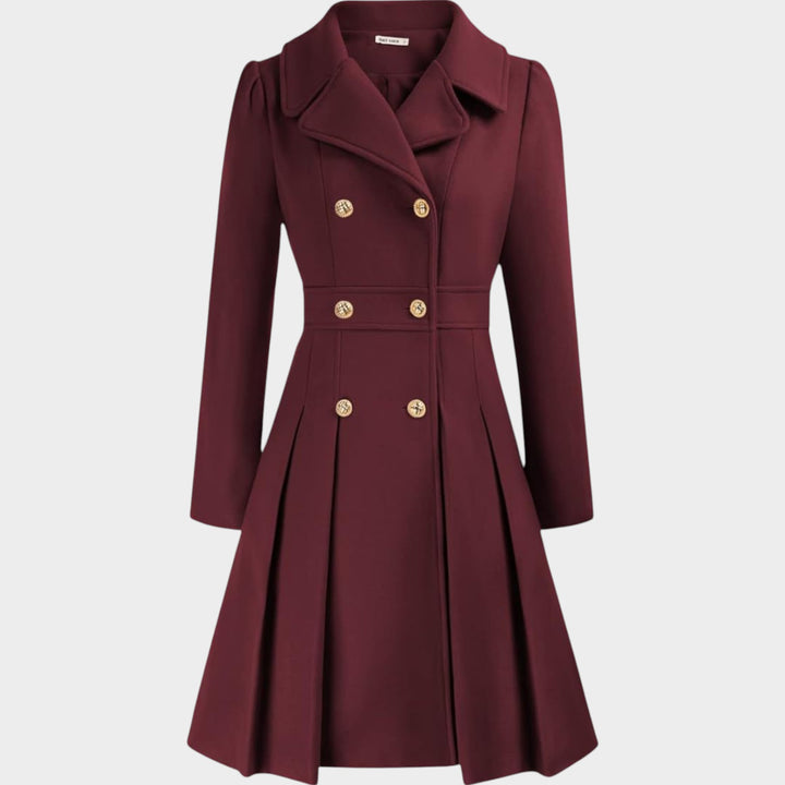 Classy Double Button Long Sleeve Wool Coat