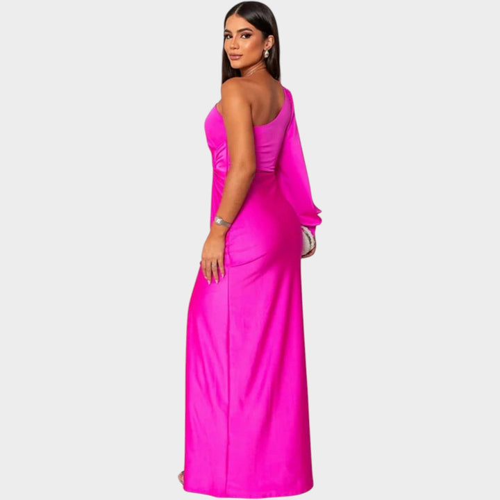 Formal Draped One Shoulder Maxi Dress