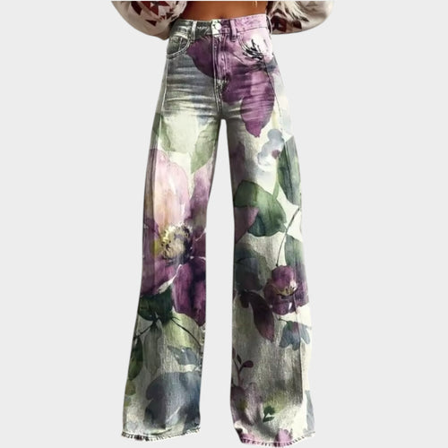 Women’s Boho Pants Retro Print Wide Leg