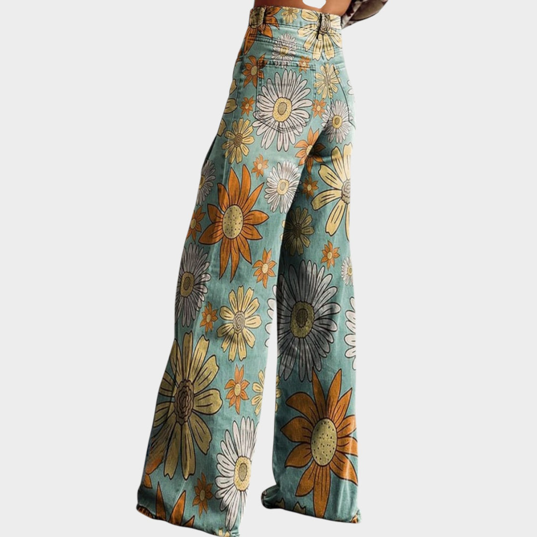 Women’s Floral Pants Palazzo Wide Leg Boho Style