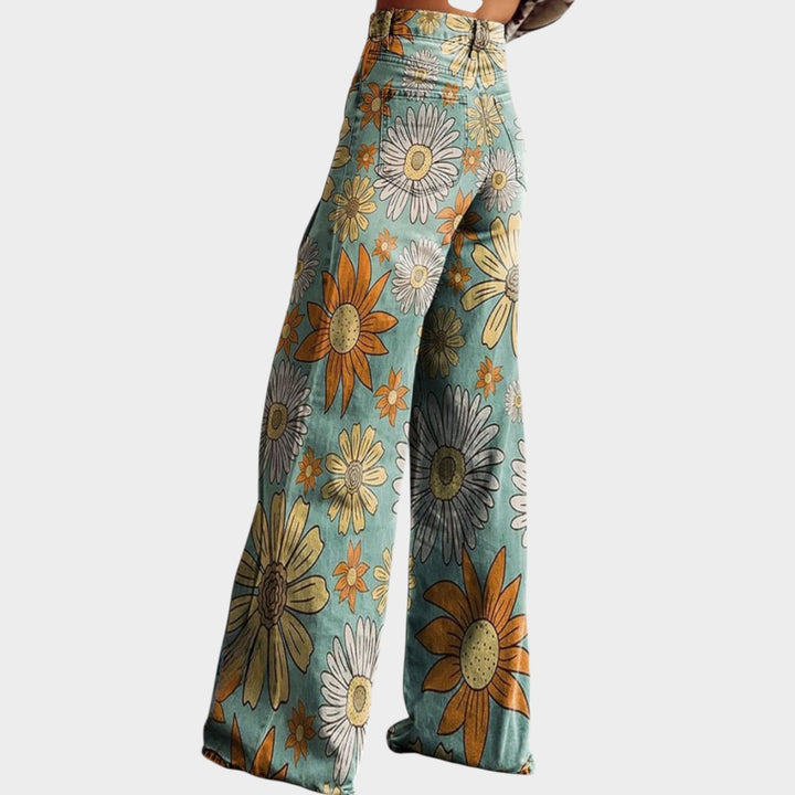 Women’s Floral Pants Palazzo Wide Leg Boho Style