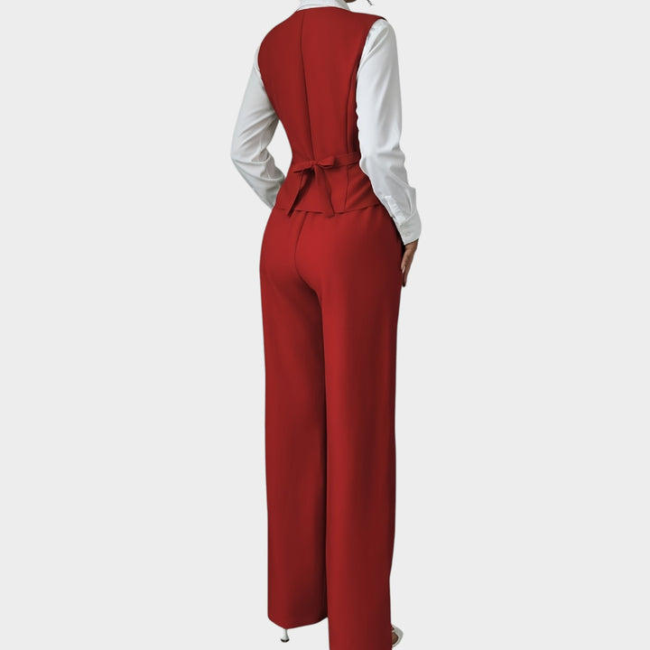 Women’s Suit Set 2 Piece Office Vest Wide Leg Pants
