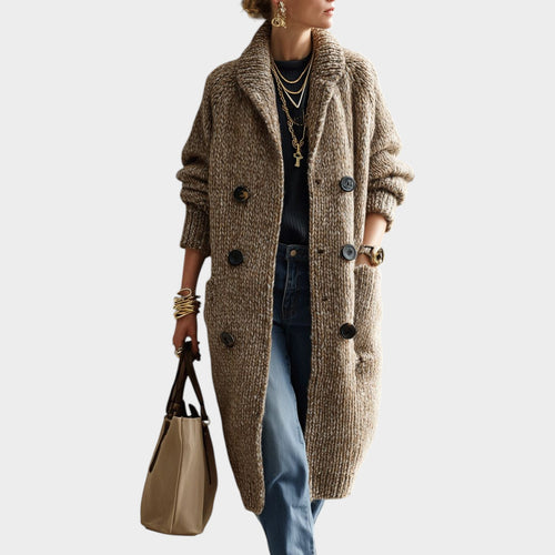 Women’s Long Knit Cardigan Oversized Button Pocket Design