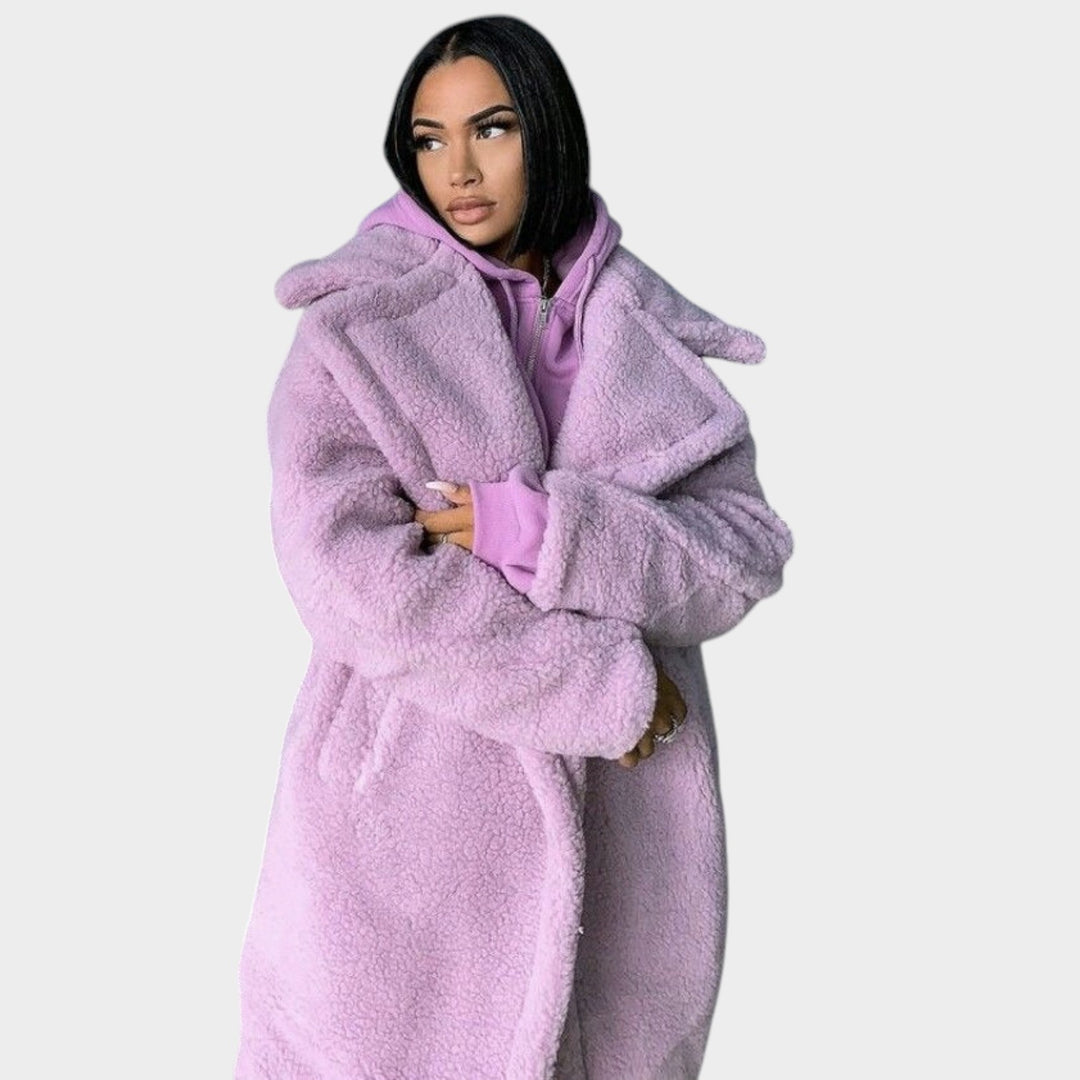 Women’s Faux-Fur Teddy Coat Longline Plush Fleece Winter Style