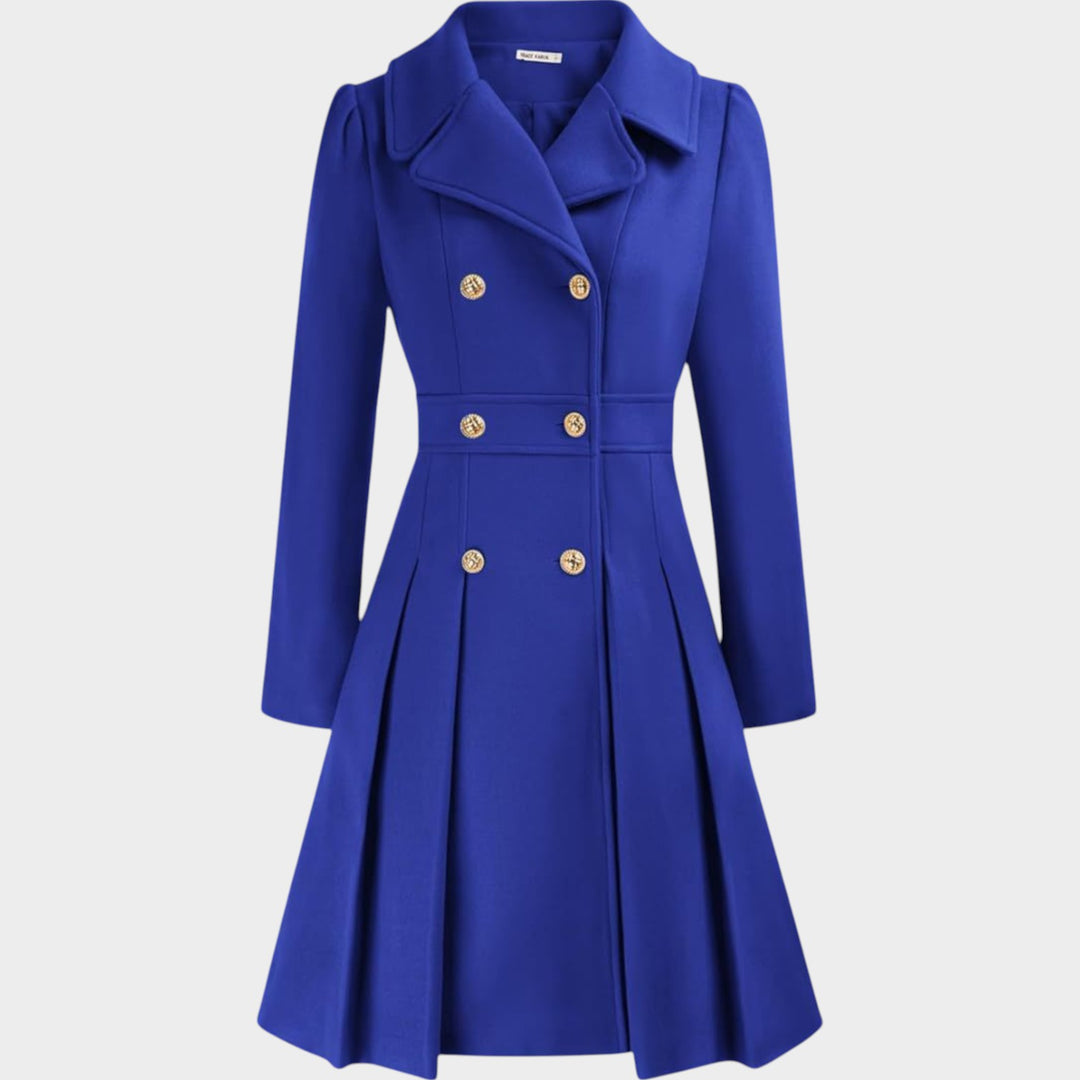 Classy Double Button Long Sleeve Wool Coat