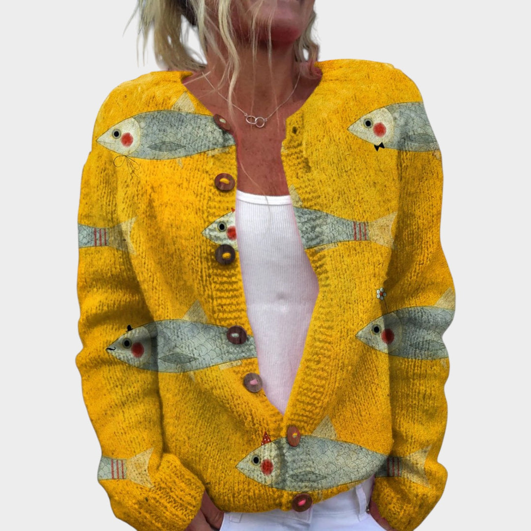 Women’s Retro Cardigan Textured Knit Sweater