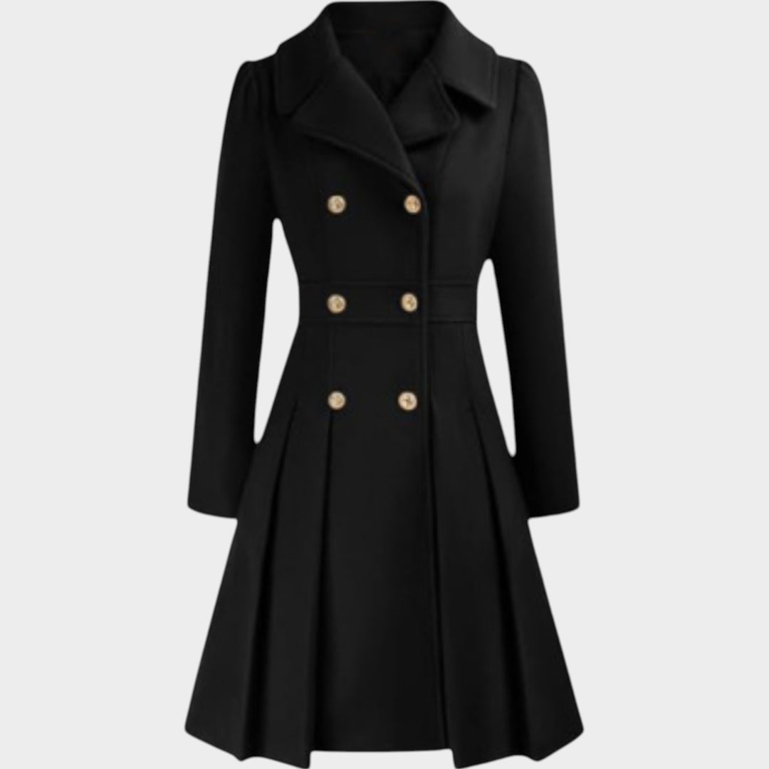 Classy Double Button Long Sleeve Wool Coat