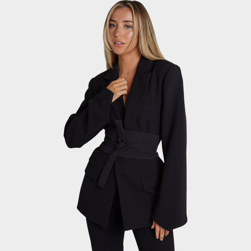 Women’s Blazer Business Tailored Fit Belted Waist