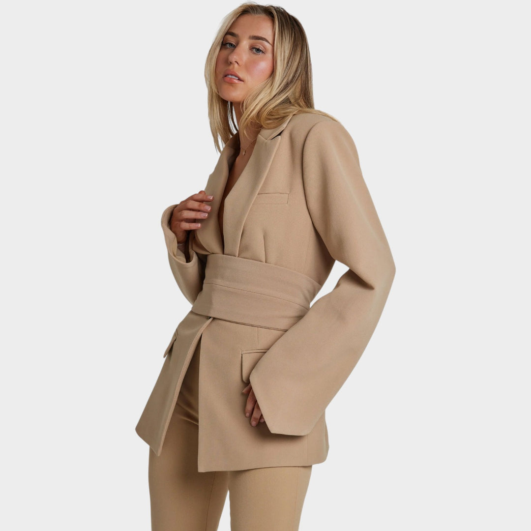 Women’s Blazer Business Tailored Fit Belted Waist