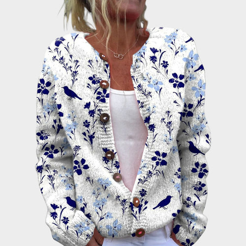 Women’s Vintage Cardigan Nature Print Button Front