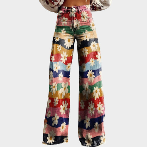 Women’s Floral Pants Wide Leg Chic Flowy Fit